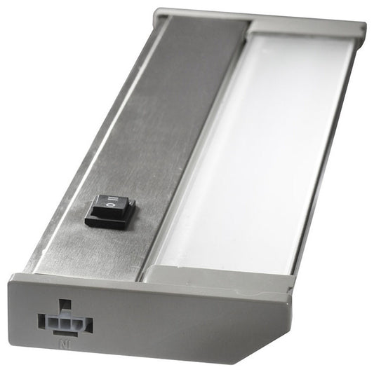 120V Dimmable LED Under Cabinet Metal Light Bar, AQUC, Satin Nickel, 12\"