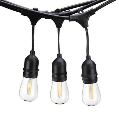 120V Commercial Outdoor Dimmable LED Light String, 24 Bulb / 49'' Length