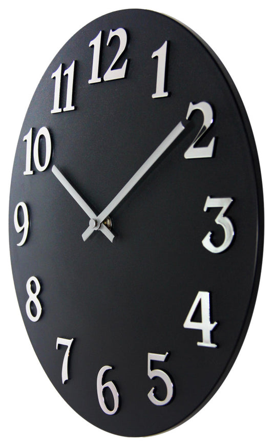 12 inch Modern Wall Clock, Vogue by Infinity Instruments, Black