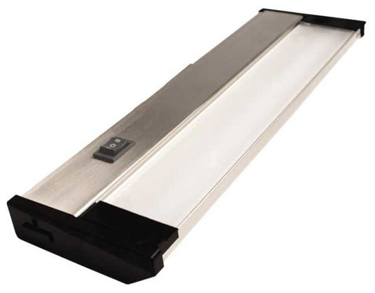 120V Dimmable LED Under Cabinet Metal Light Bar, AQUC, Brushed Nickel, 8\"