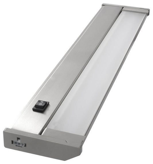 120V Dimmable LED Under Cabinet Metal Light Bar, AQUC, Satin Nickel, 18\"