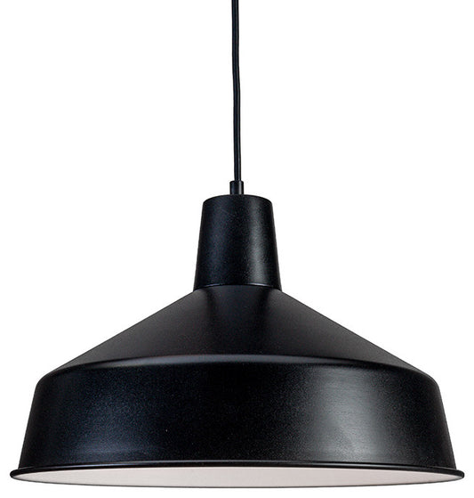 120V Commercial Grade Hanging Ceiling Pendant - 16\" Diameter, Black