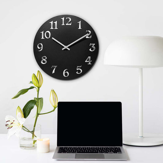 12 inch Modern Wall Clock, Vogue by Infinity Instruments, Black