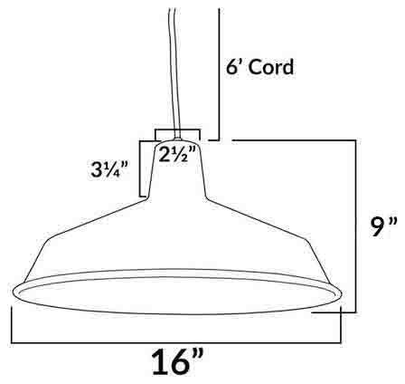 120V Commercial Grade Hanging Ceiling Pendant - 16\" Diameter