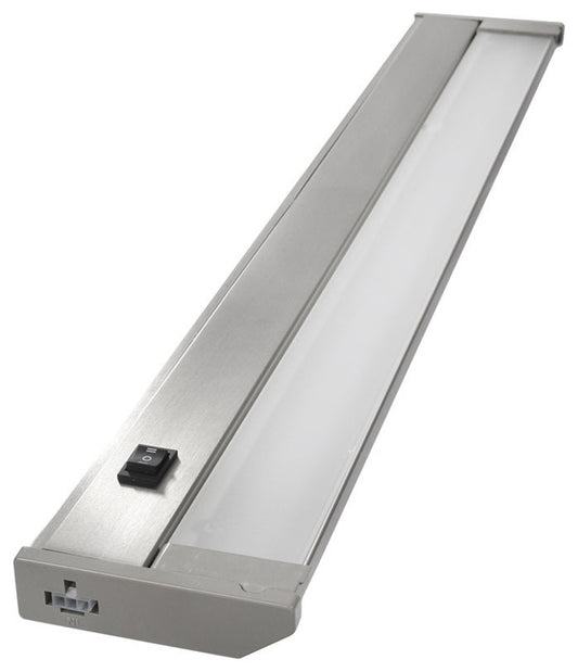 120V Dimmable LED Under Cabinet Metal Light Bar, AQUC, Satin Nickel, 24\"